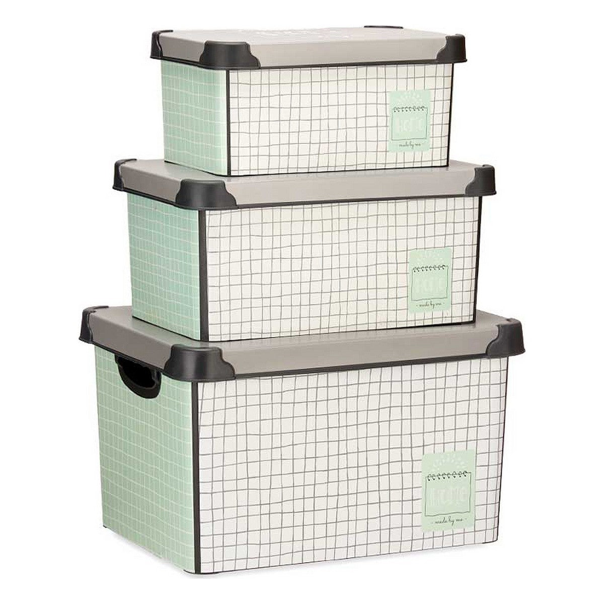 Conjunto de Caixas de Organização Empilháveis Home 3 Peças Plástico - EcoNest