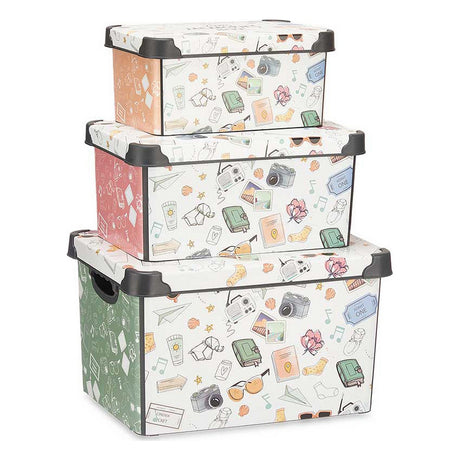Conjunto de Caixas de Organização Empilháveis Memories 3 Peças Plástico - EcoNest