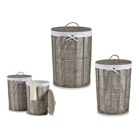 Cesto da Roupa Cinzento Tecido vime (2 Peças) (44 x 56 x 44 cm) (39 x 39 x 50,5 cm) - EcoNest
