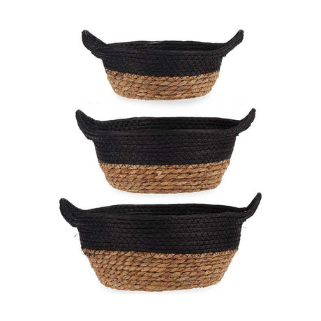 Conjunto de Cestas Preto Castanho 3 Peças Algas marinhas - EcoNest