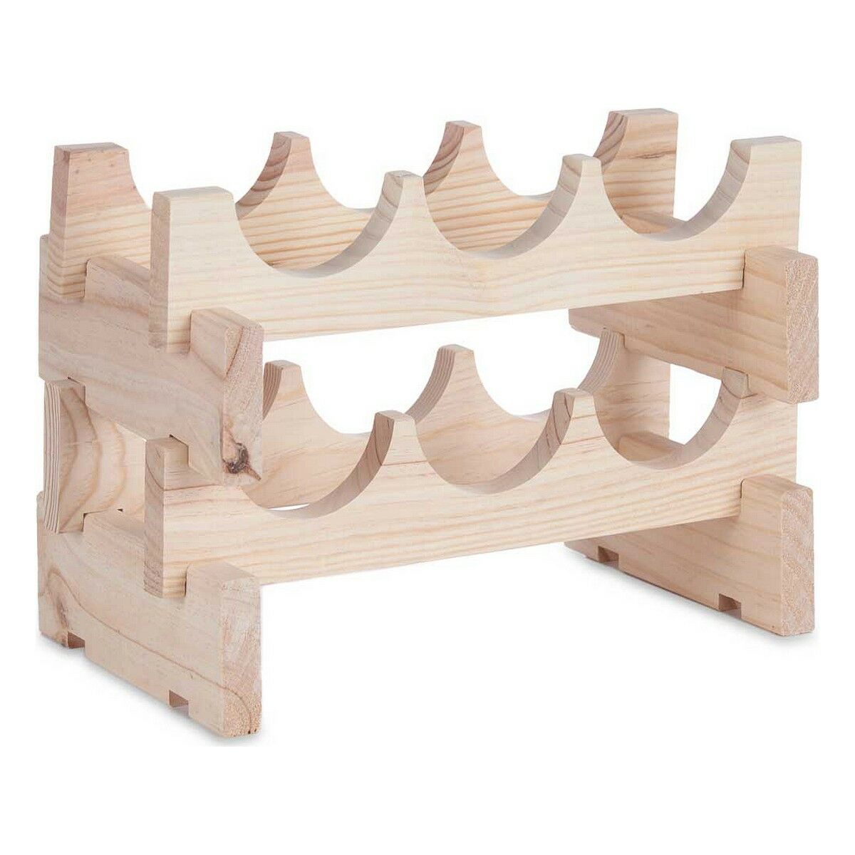 Suporte para garrafas 6 garrafas Natural madeira de pinho (36,5 x 21 x 25 cm) - EcoNest