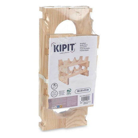 Suporte para garrafas 6 garrafas Natural madeira de pinho (36,5 x 21 x 25 cm) - EcoNest