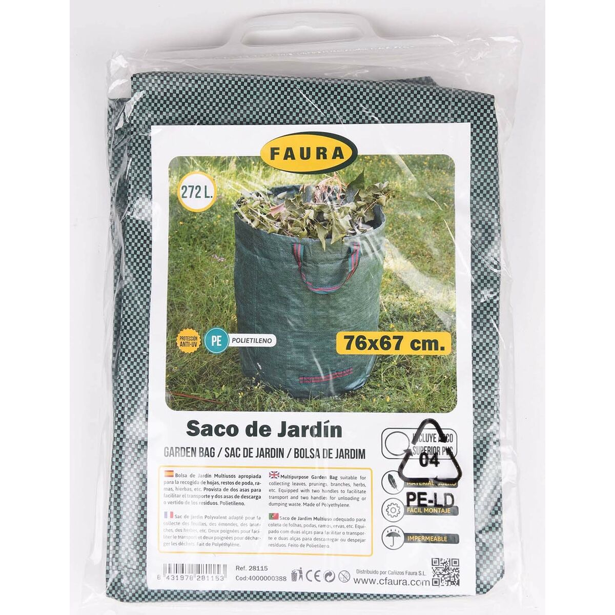 Saco Faura 272 L Verde Jardim 76 x 67 cm