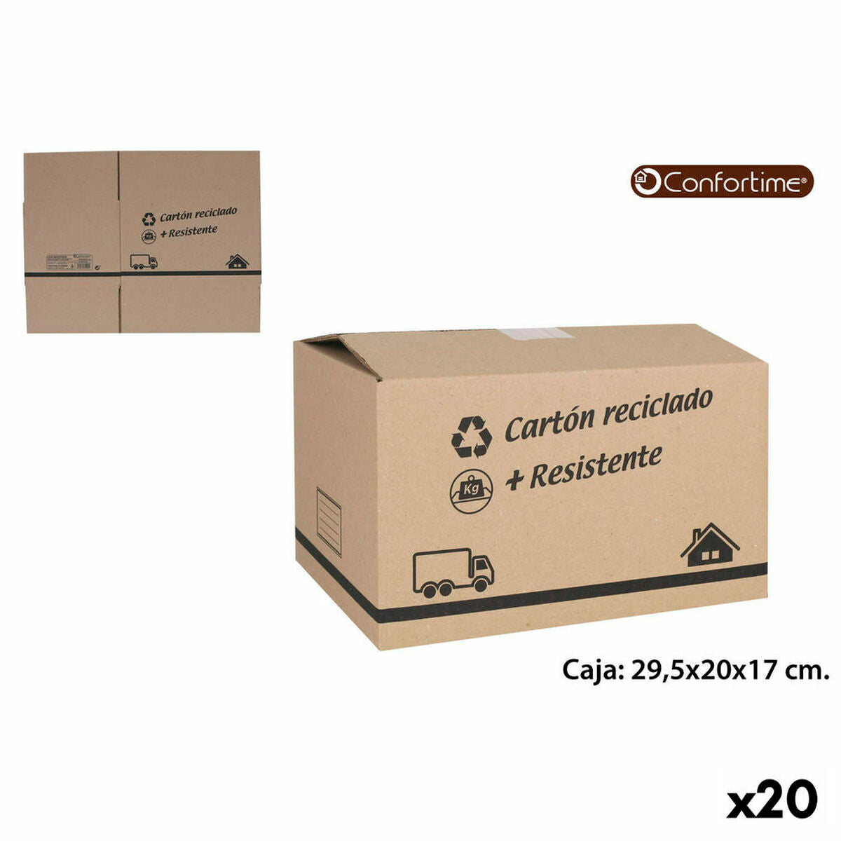 Caixa Multiusos Confortime Cartão (20 Unidades) (29,5 x 20 x 17 cm) - EcoNest