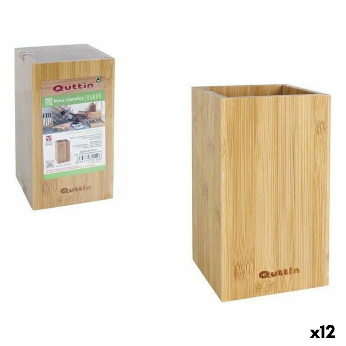 Recipiente para Utensílios de Cozinha Quttin Bambu 10,5 x 10,5 x 18 cm (12 Unidades) - EcoNest