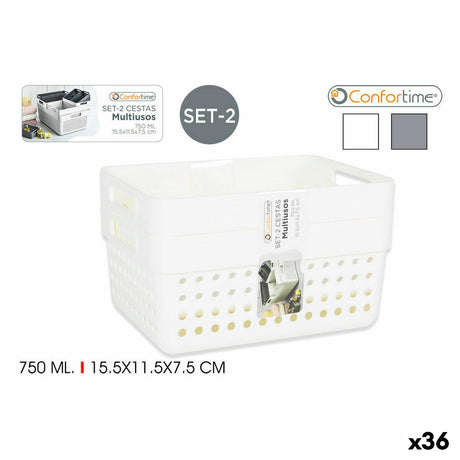 Cesta Multiusos Confortime 144943 15,5 x 11,5 x 7,5 cm (2 Peças) (36 Unidades) (15,5 x 11,5 x 7,5 cm) - EcoNest