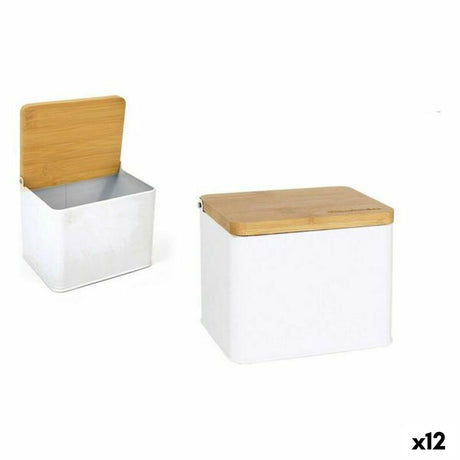 Saleiro com Tampa Privilege Metal Bambu 14 x 11 x 11 cm (12 Unidades) (14 x 11 x 11 cm) - EcoNest