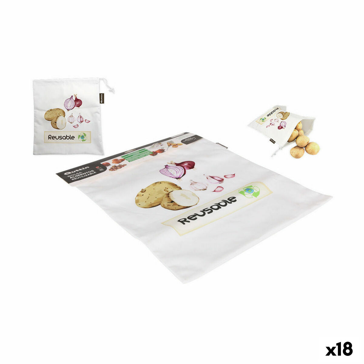 Saco Reutilizável para Alimentos Quttin 39,5 x 35 cm (18 Unidades) - EcoNest