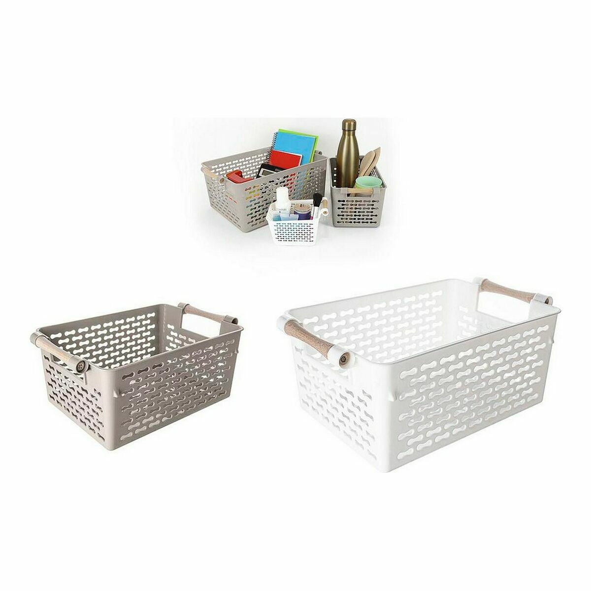 Cesta Multiusos Confortime Madeira 26 x 18,5 x 12 cm (24 Unidades)