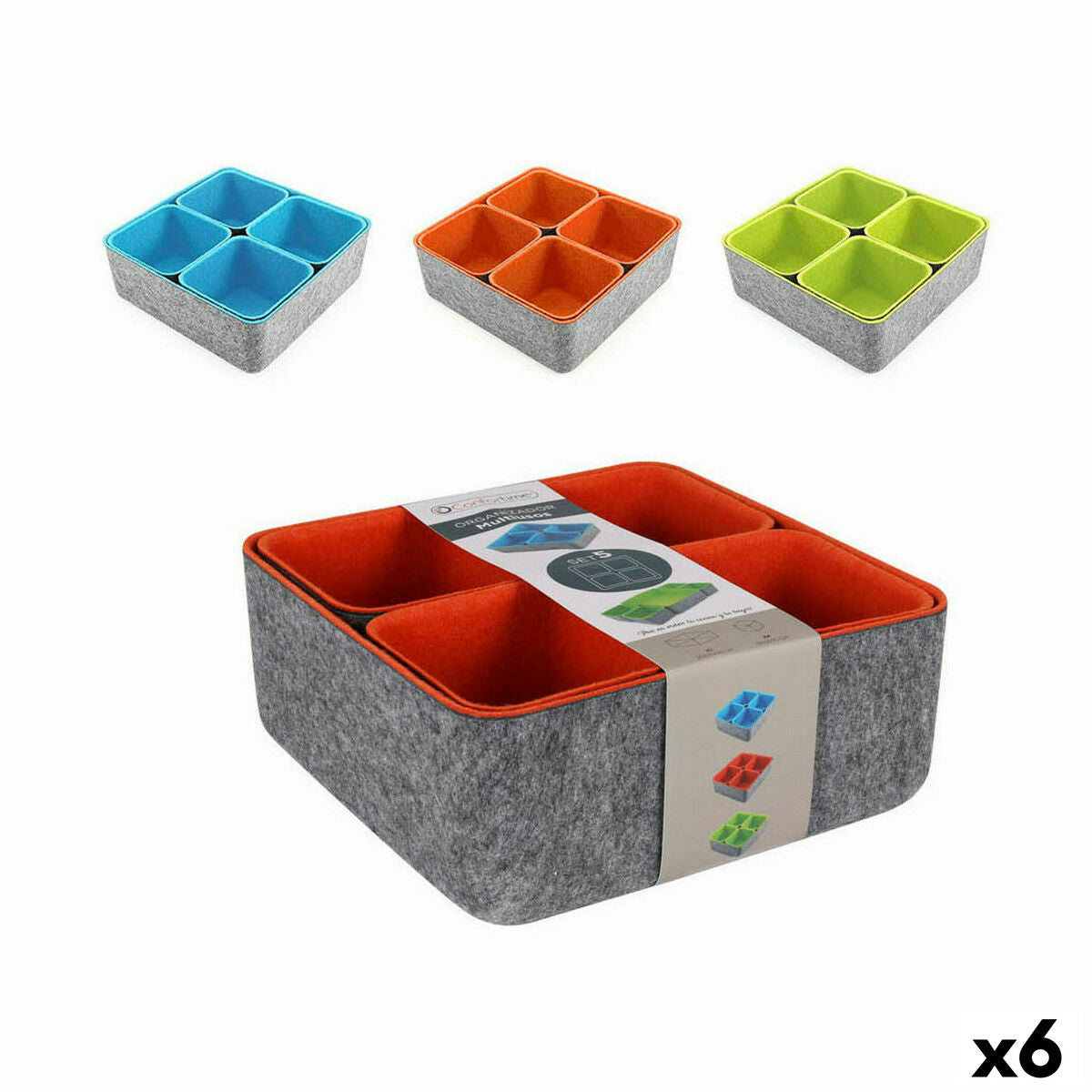 Organizador Confortime Feltro 25,2 x 25 x 10 cm (6 Unidades) - EcoNest
