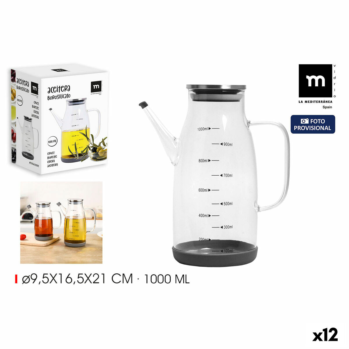 Galheteiro La Mediterránea Silicone Aço inoxidável 1 L (12 Unidades) - EcoNest