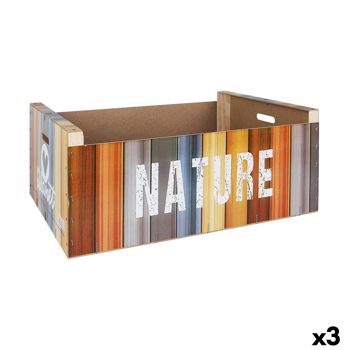Caixa de Armazenagem Confortime Nature Madeira Multicolor 58 x 39 x 21 cm (3 Unidades) - EcoNest