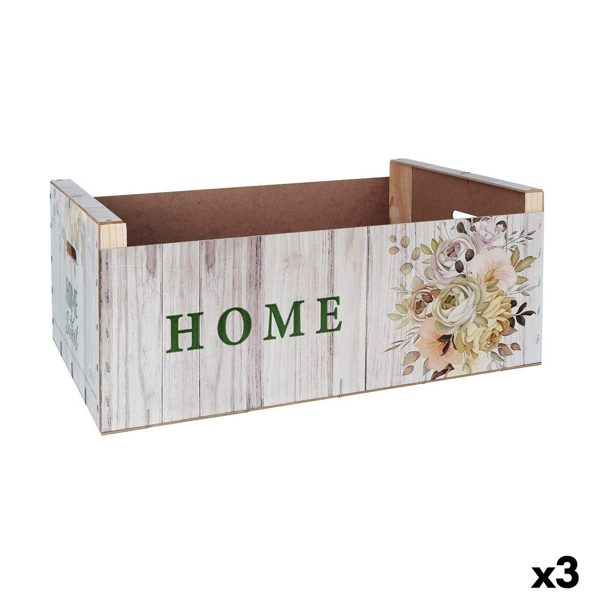 Caixa de Armazenagem Confortime Sweet Home Multicolor Madeira Bloemen 58 x 39 x 21 cm (3 Unidades) - EcoNest