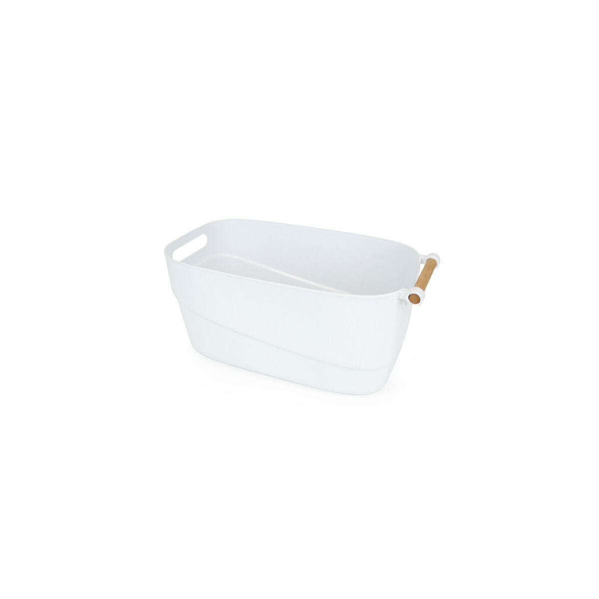 Cesta Multiusos Confortime Plástico Branco Com pegas Madeira 27 x 14,5 x 12 cm (12 Unidades) - EcoNest