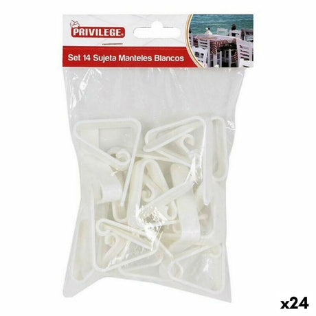Molas para Toalhas de Mesa Privilege 59443 14 pcs Branco 4,5 cm (14 Partes) (24 Unidades) (4,5 cm) - EcoNest