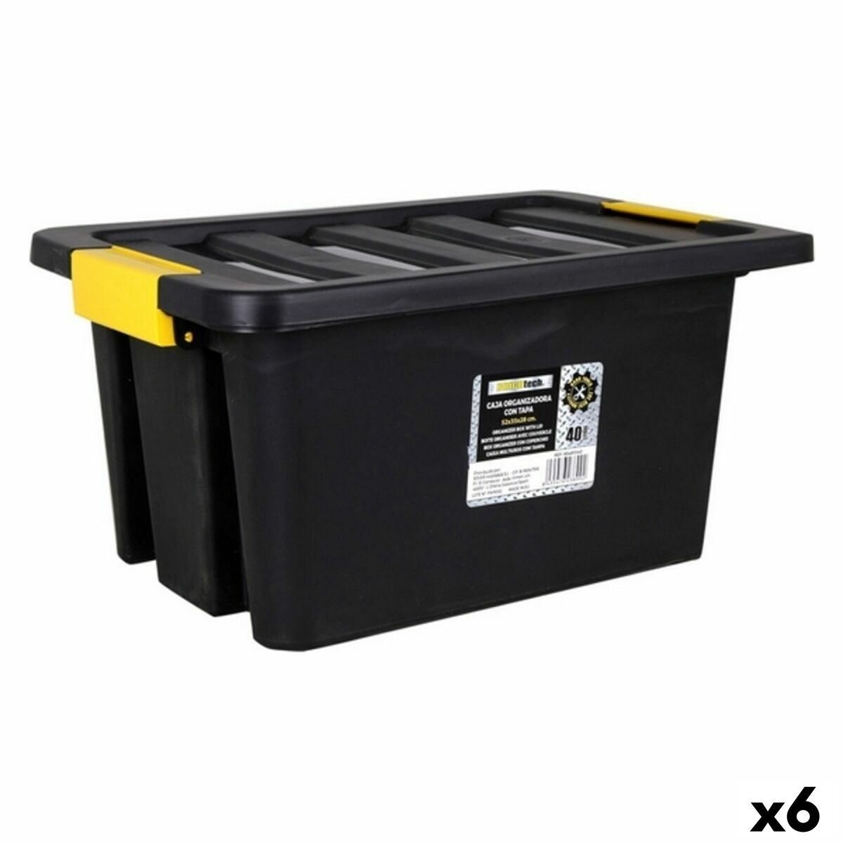 Caixa de Organização Empilhável Dem Brico Com tampa 40 L 52 x 35 x 26 cm (6 Unidades) - EcoNest