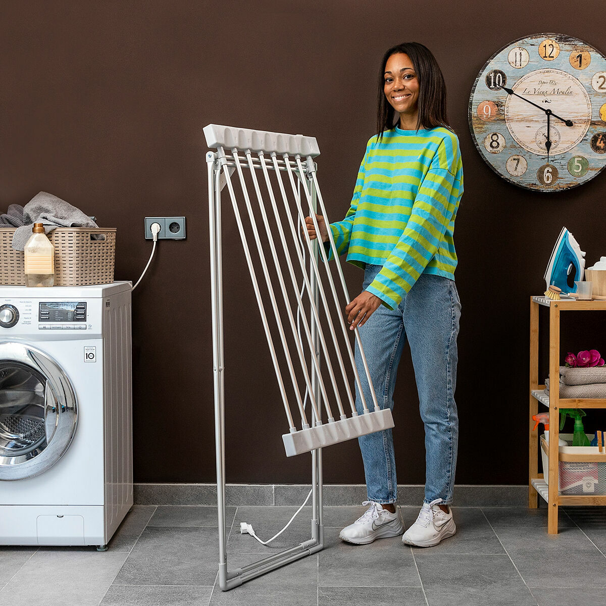 Estendal Elétrico Dobrável Dryak InnovaGoods 8 Barras 120 W - EcoNest