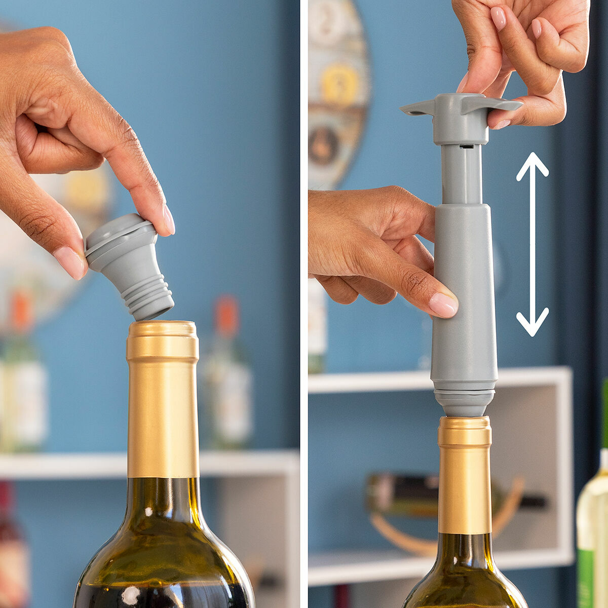 Bomba de Vácuo e Tampas para Vinho Winuum InnovaGoods (4 tampões) - EcoNest