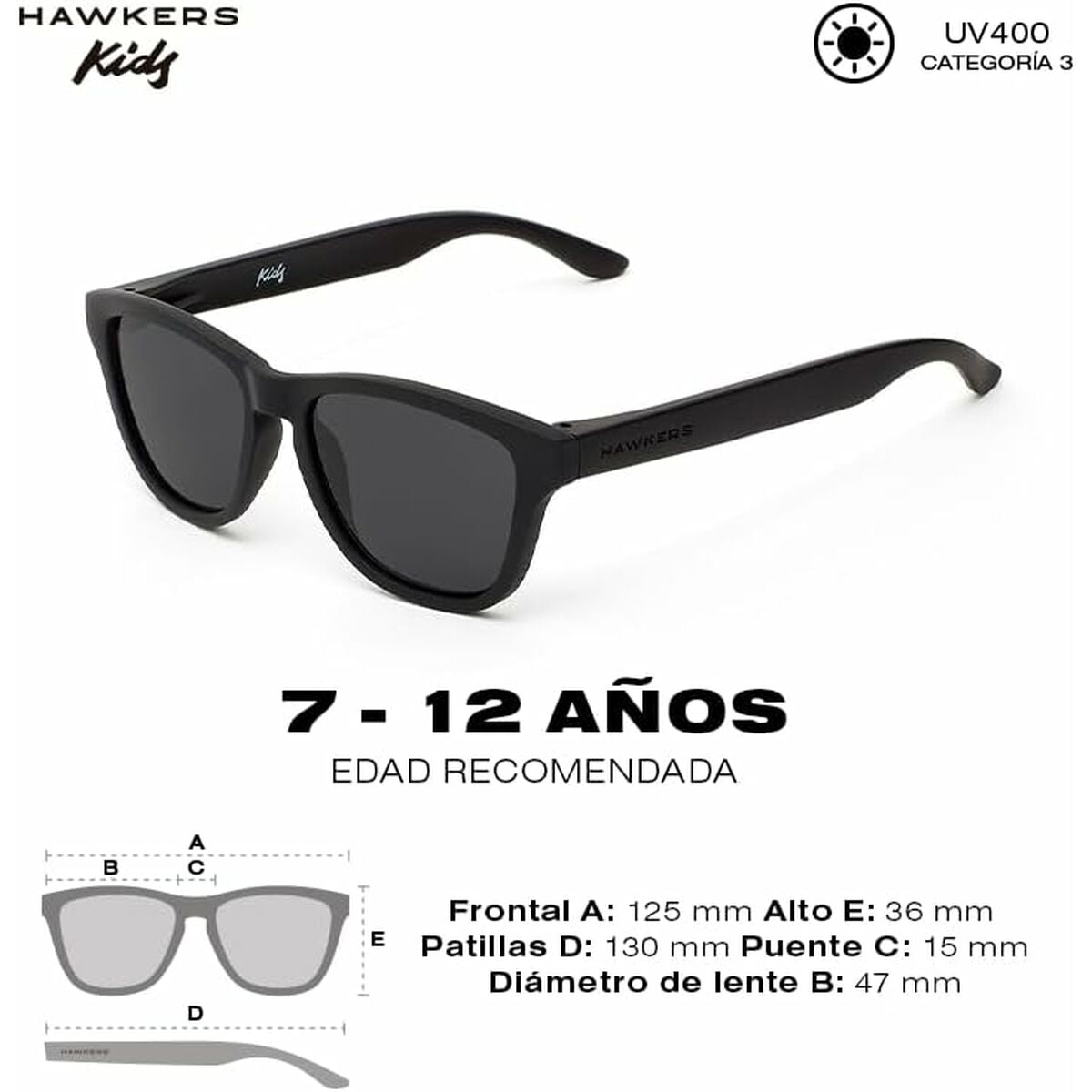 Óculos de Sol Infantis Hawkers One Kids Dark Ø 47 mm Preto - EcoNest