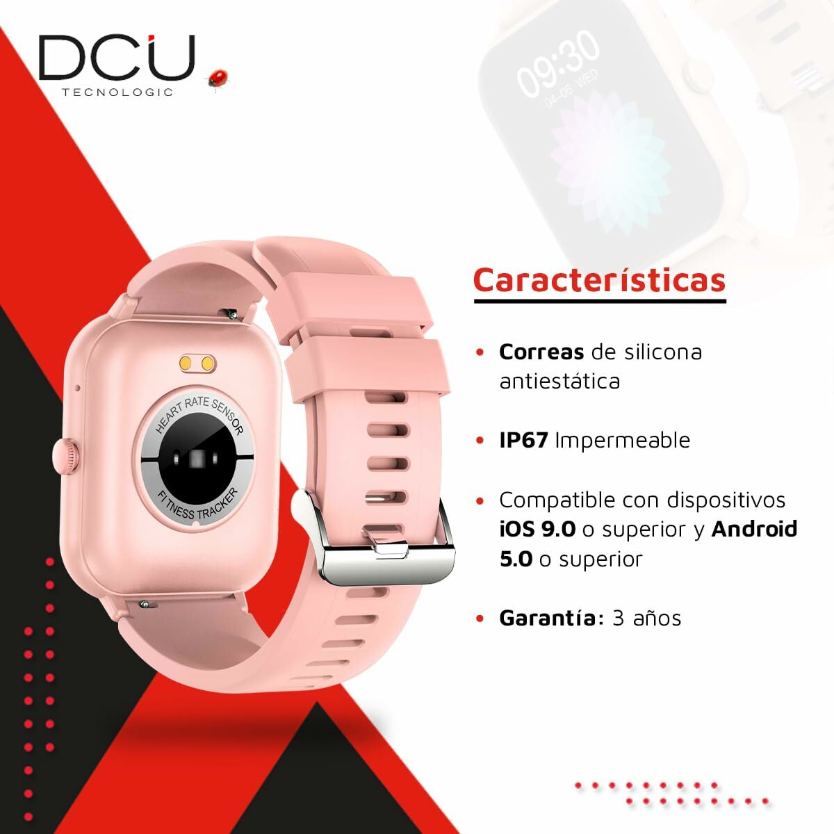 Smartwatch DCU CURVED GLASS PRO Cor de Rosa - EcoNest