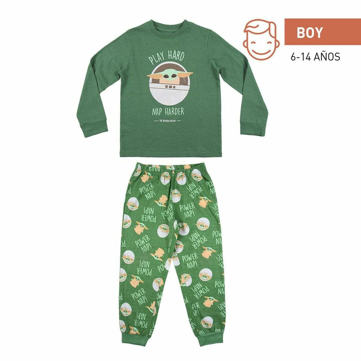 Pijama Infantil The Mandalorian Verde-escuro - EcoNest