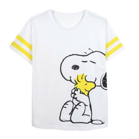 Camisola de Manga Curta Mulher Snoopy Branco - EcoNest