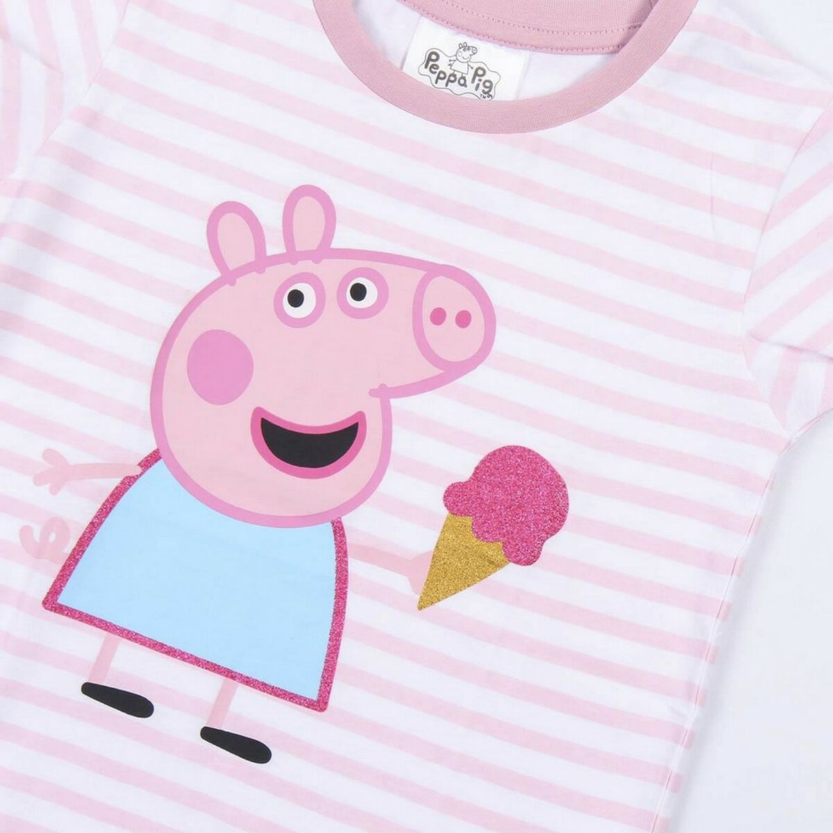 Camisola de Manga Curta Infantil Peppa Pig Cor de Rosa - EcoNest