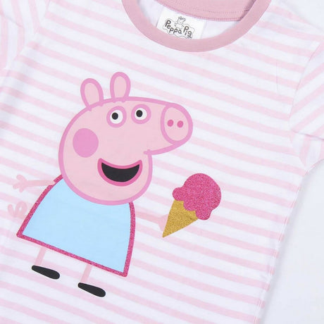 Camisola de Manga Curta Infantil Peppa Pig Cor de Rosa - EcoNest