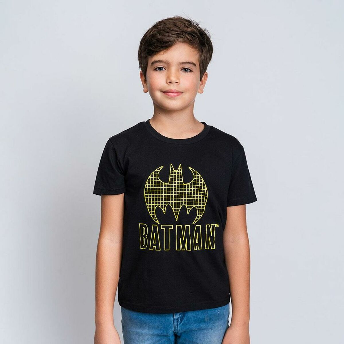 Camisola de Manga Curta Infantil Batman Preto - EcoNest