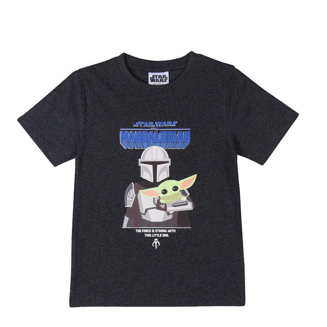 Camisola de Manga Curta Infantil The Mandalorian Preto - EcoNest