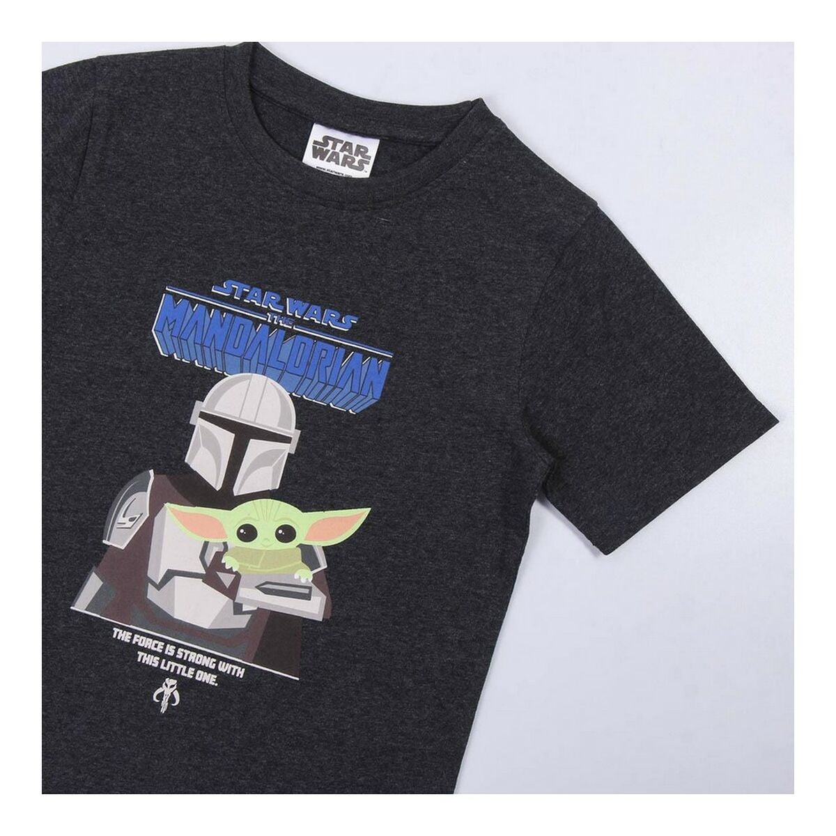 Camisola de Manga Curta Infantil The Mandalorian Preto - EcoNest