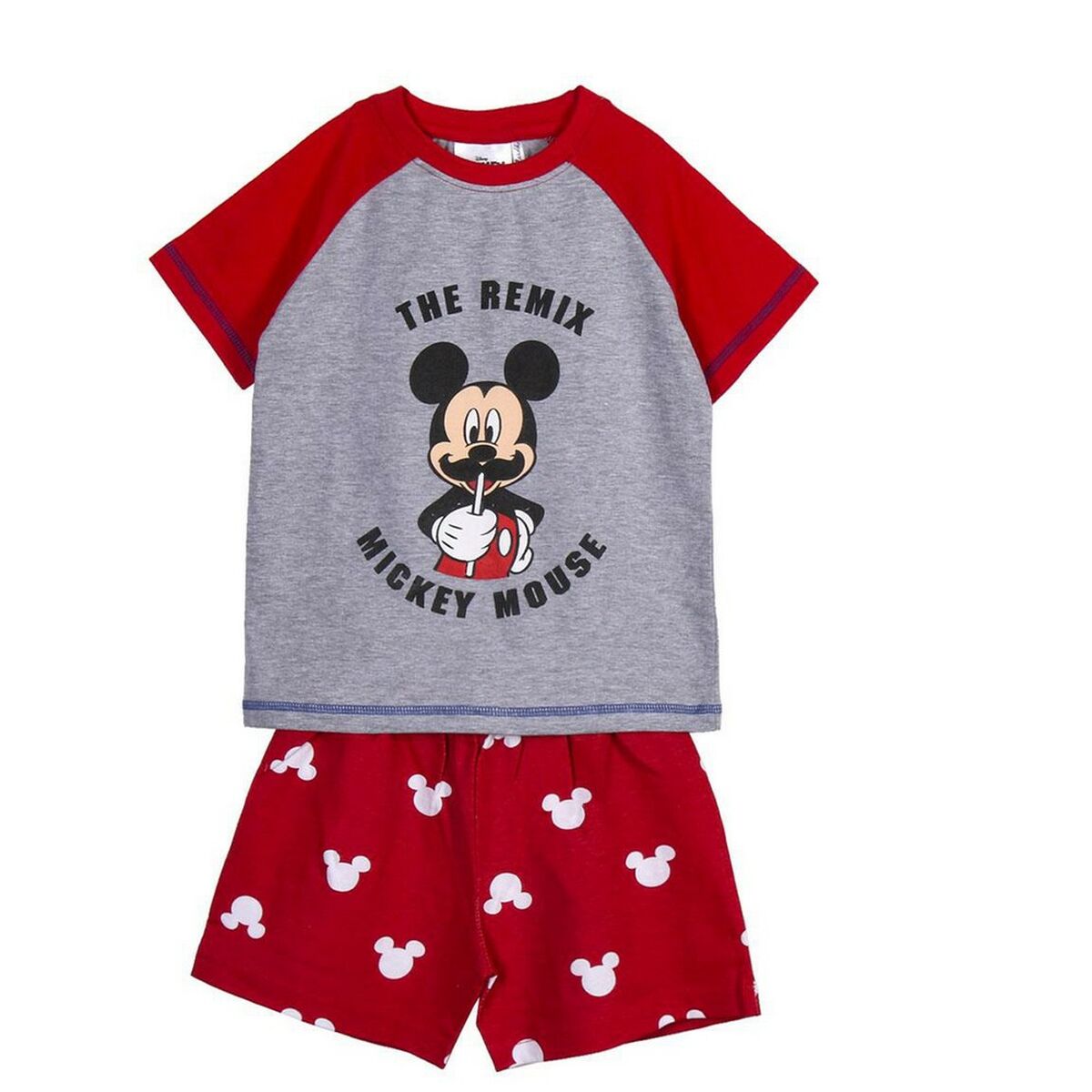 Pijama de Verão Mickey Mouse Vermelho Cinzento - EcoNest