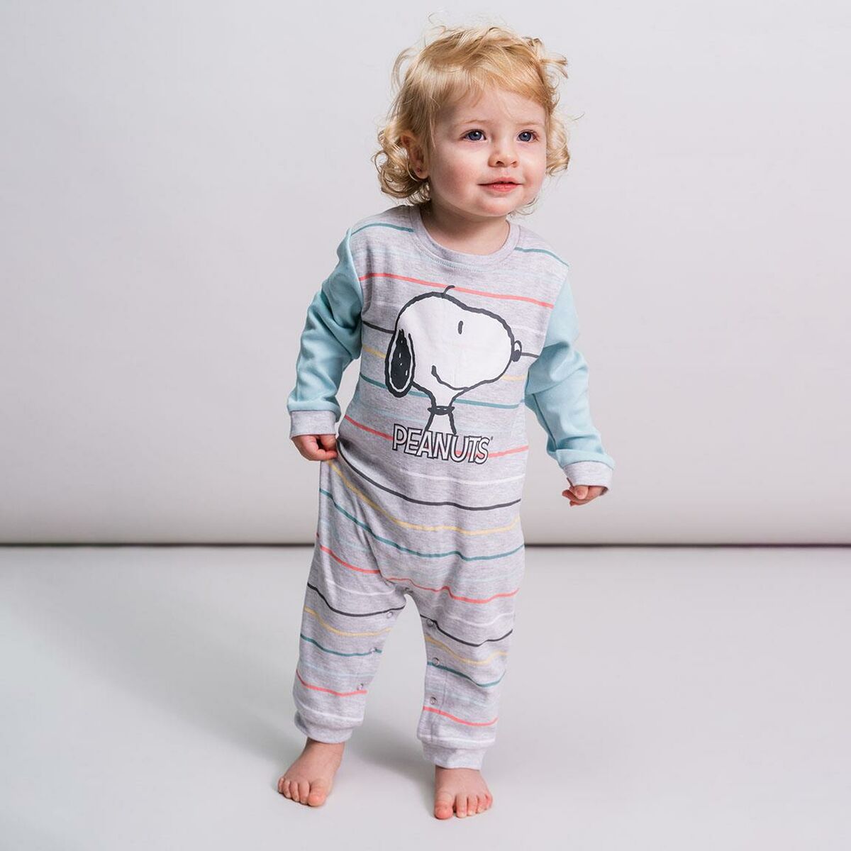 Babygrow de Manga Comprida para Bebé Snoopy Cinzento - EcoNest