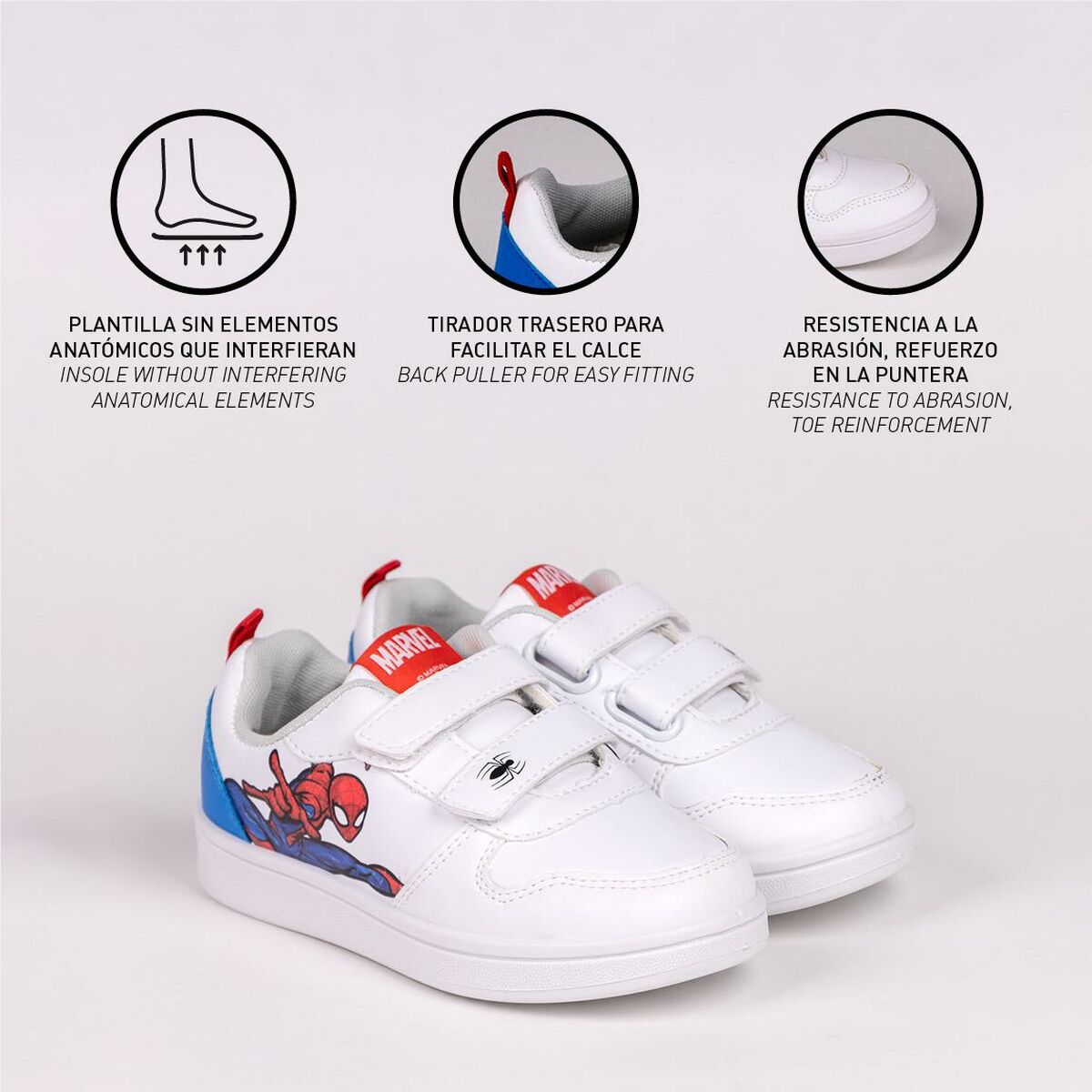 Sapatilhas de Desporto Infantis Spiderman Velcro Branco - EcoNest