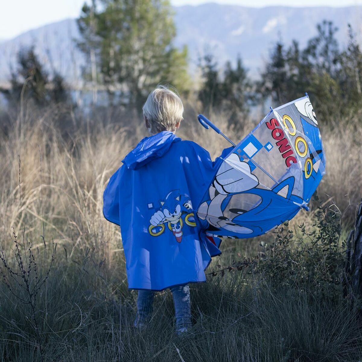 Poncho Impermeável com Capuz Sonic Azul - EcoNest