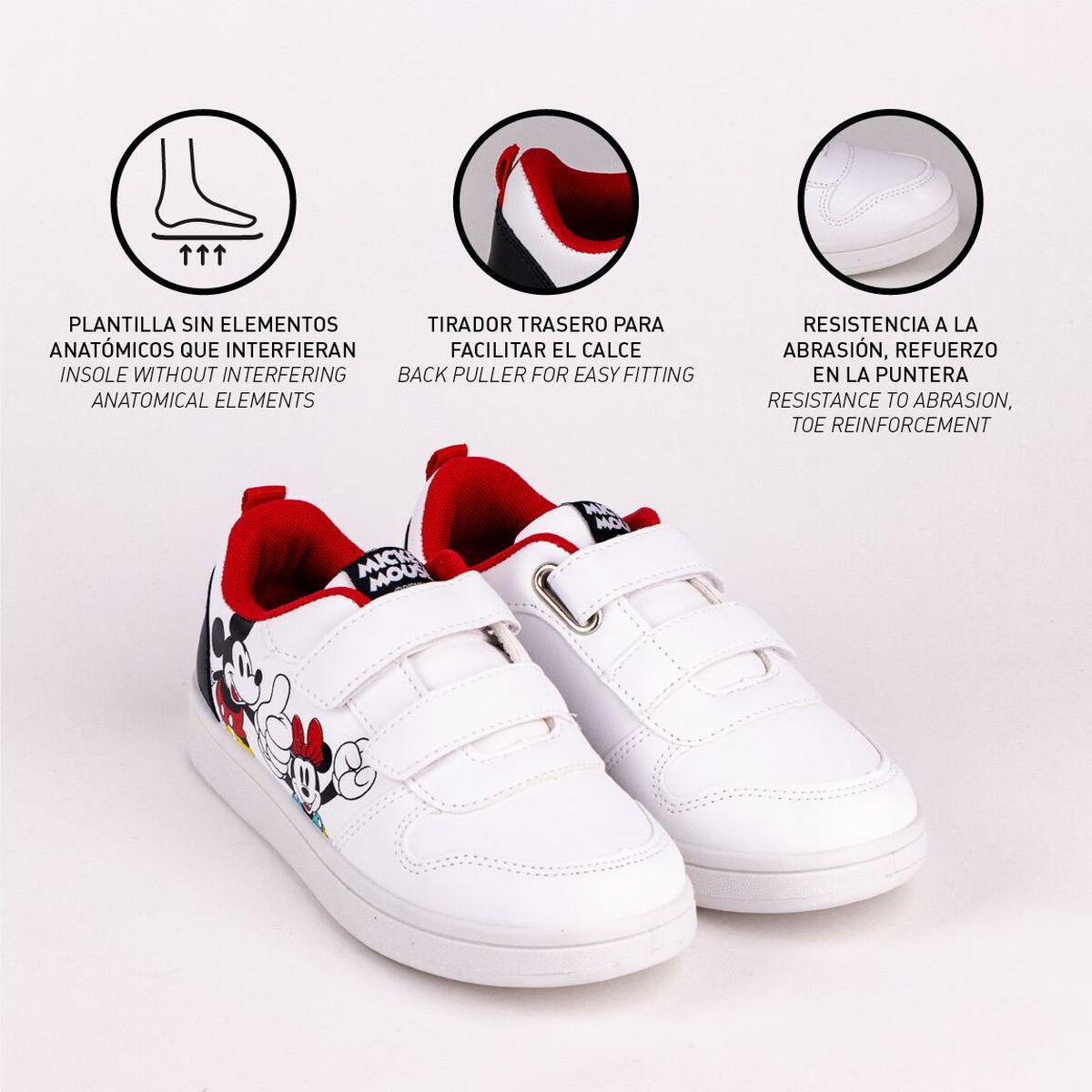 Sapatilhas de Desporto Infantis Mickey Mouse Velcro Branco - EcoNest