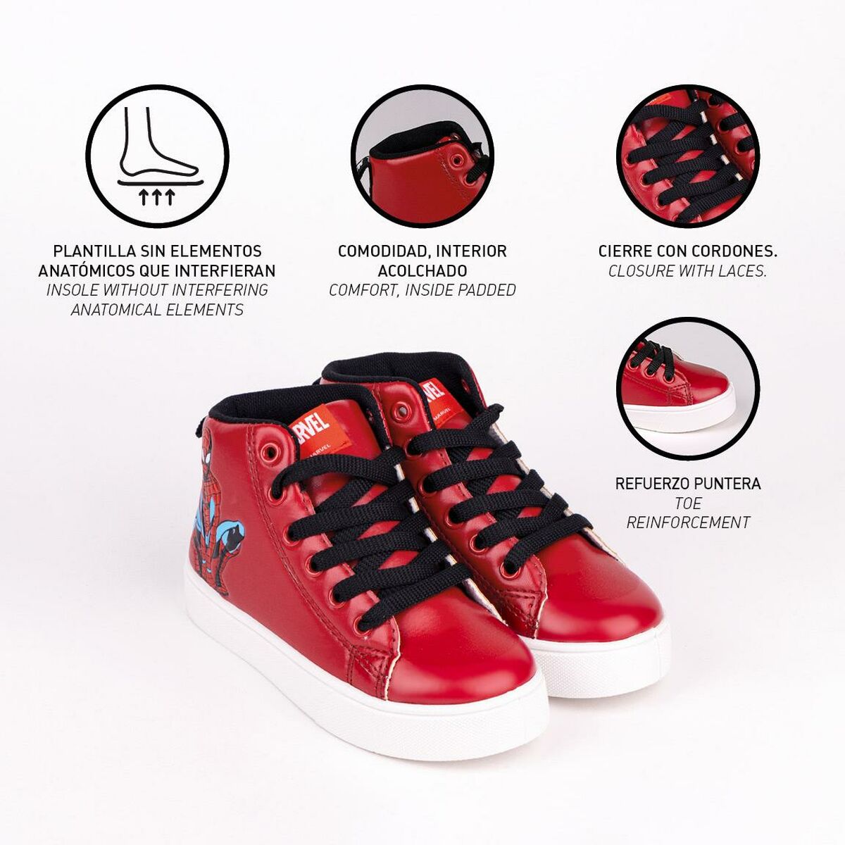 Botas Infantis Casuais Spiderman Vermelho - EcoNest