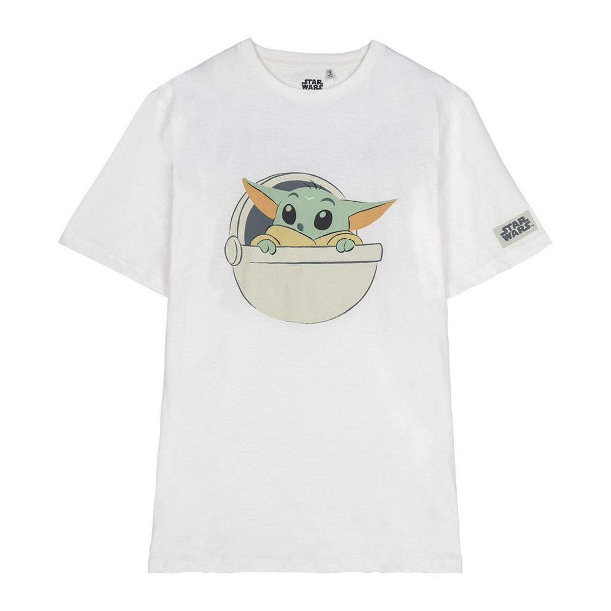 Camisola de Manga Curta Infantil The Mandalorian Branco - EcoNest