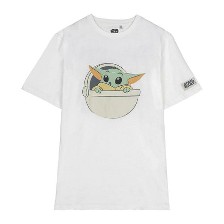 Camisola de Manga Curta Infantil The Mandalorian Branco - EcoNest