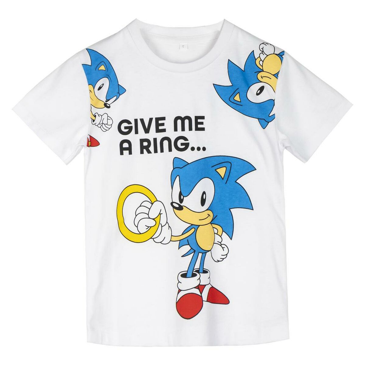 Camisola de Manga Curta Infantil Sonic Branco - EcoNest