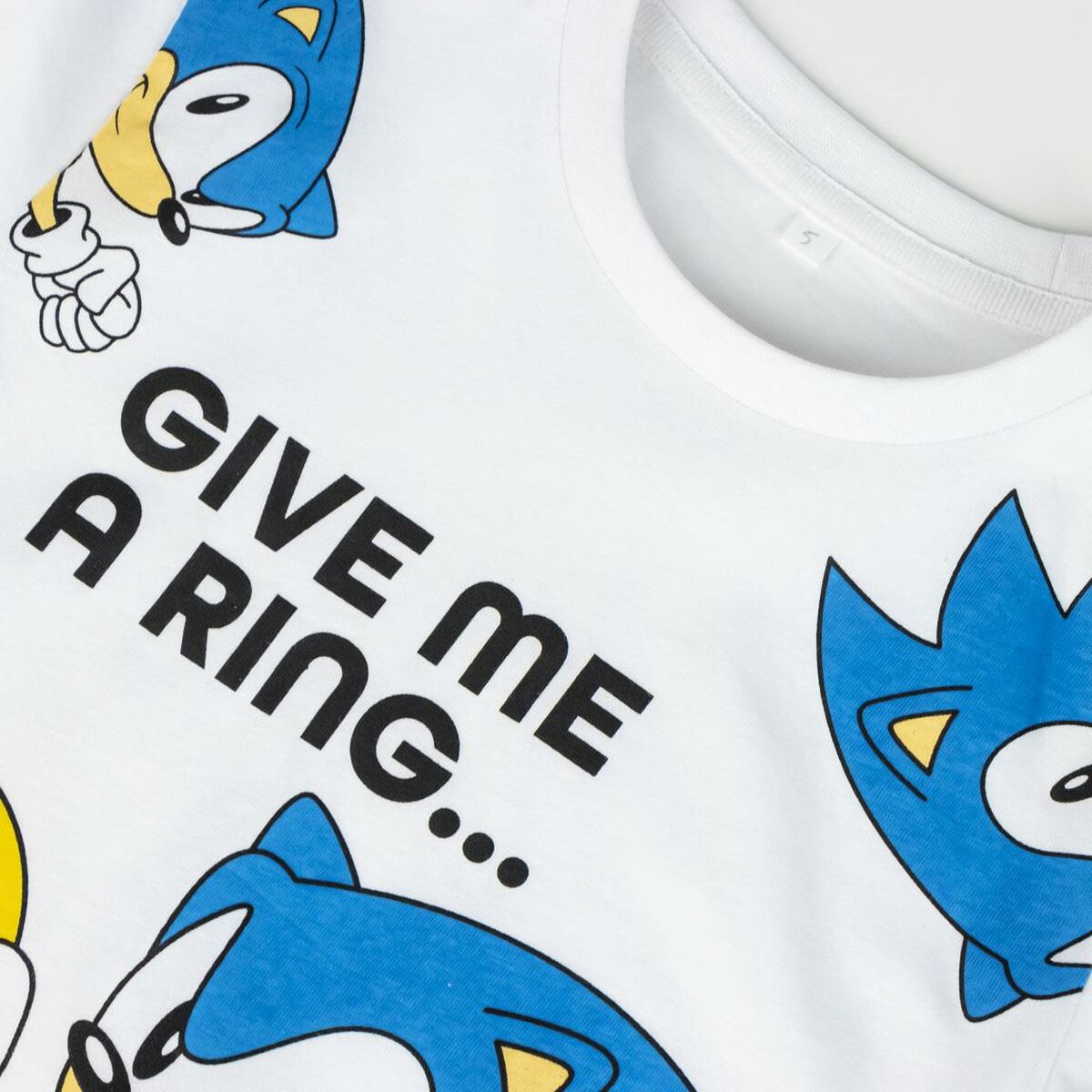 Camisola de Manga Curta Infantil Sonic Branco - EcoNest