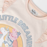 Camisola de Manga Curta Infantil Peppa Pig Rosa Claro - EcoNest