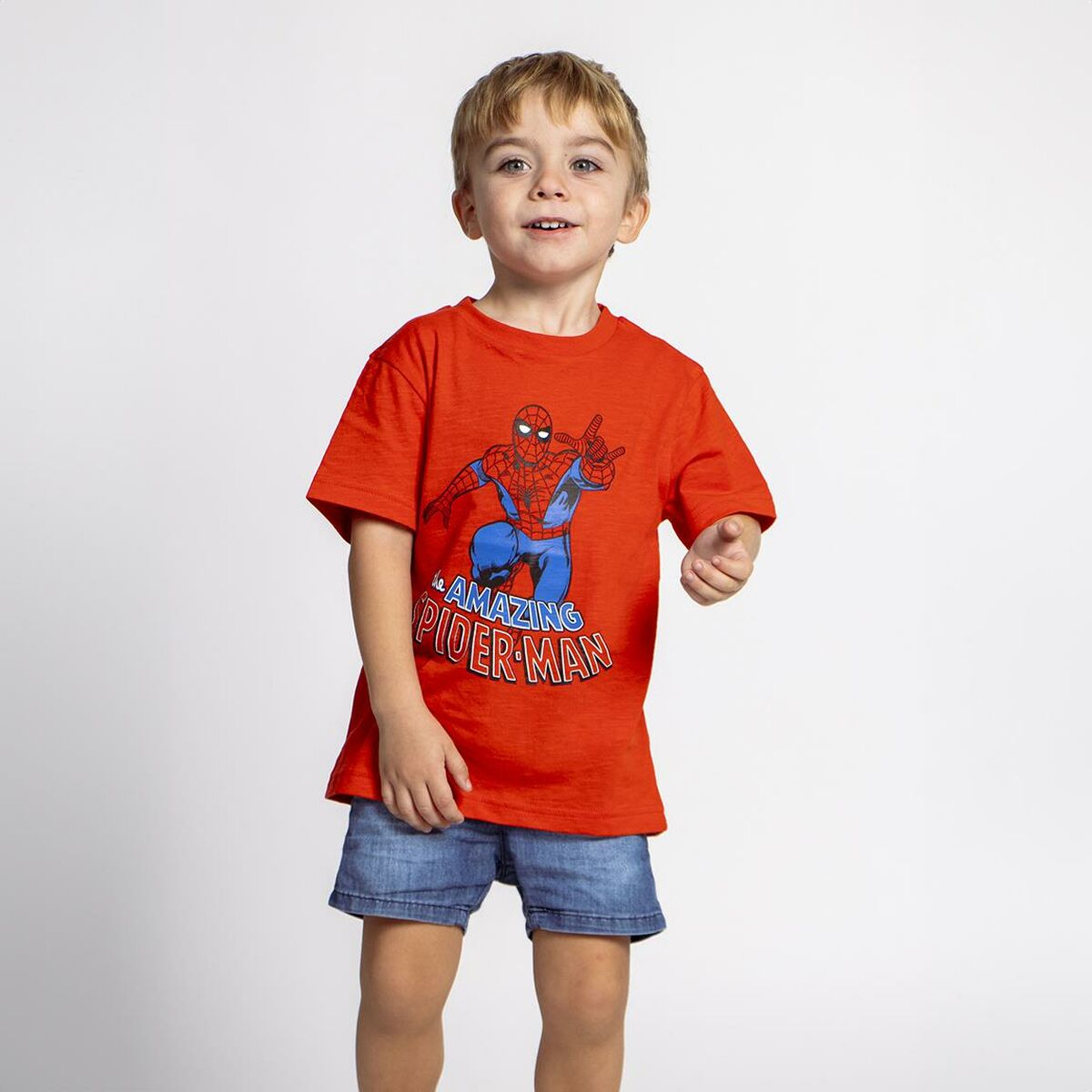 Camisola de Manga Curta Infantil Spider-Man Laranja - EcoNest