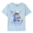 Camisola de Manga Curta Infantil Stitch Azul Claro - EcoNest