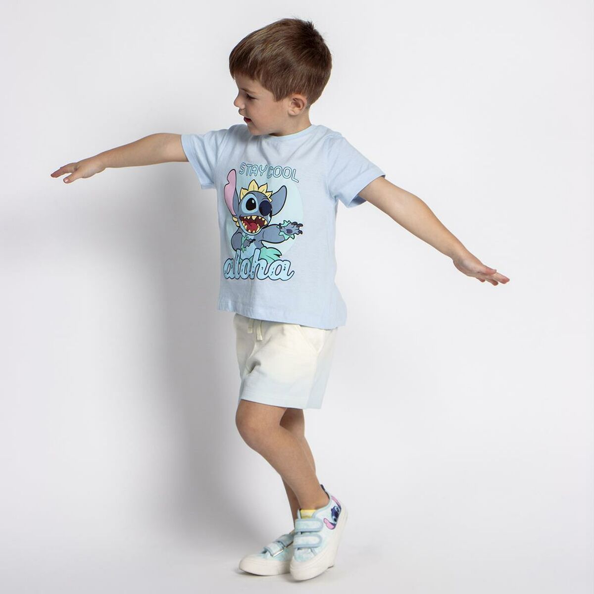 Pijama Infantil Stitch Azul Claro - EcoNest