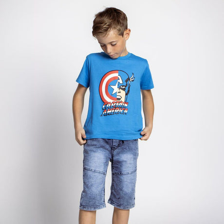 Camisola de Manga Curta Infantil The Avengers Azul - EcoNest