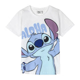 Camisola de Manga Curta Infantil Stitch Branco - EcoNest