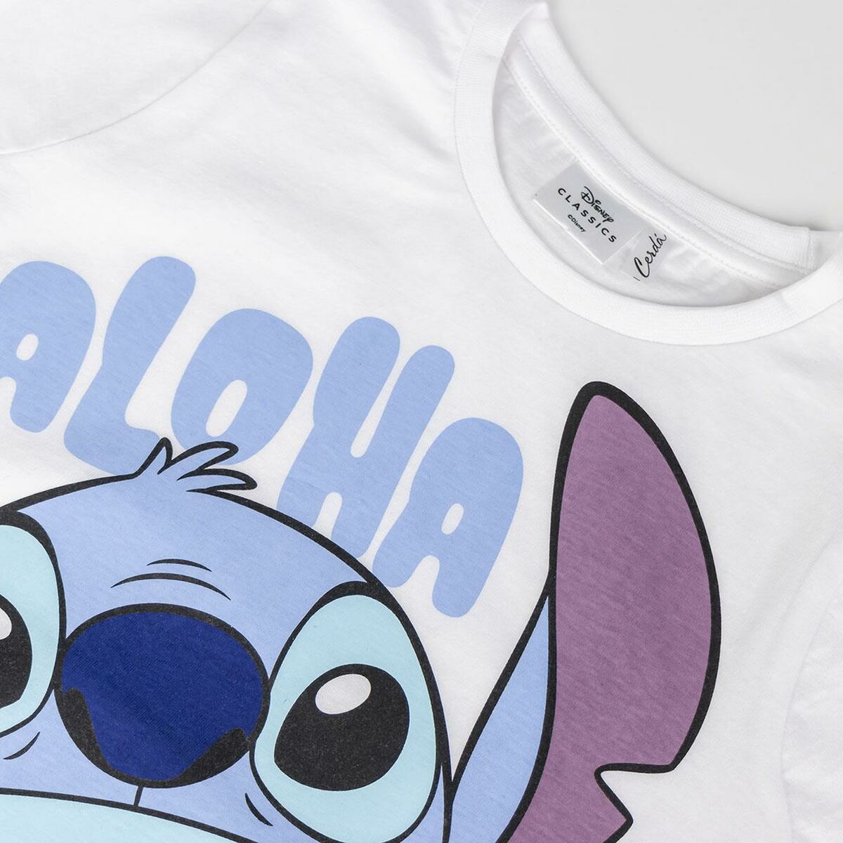 Camisola de Manga Curta Infantil Stitch Branco - EcoNest