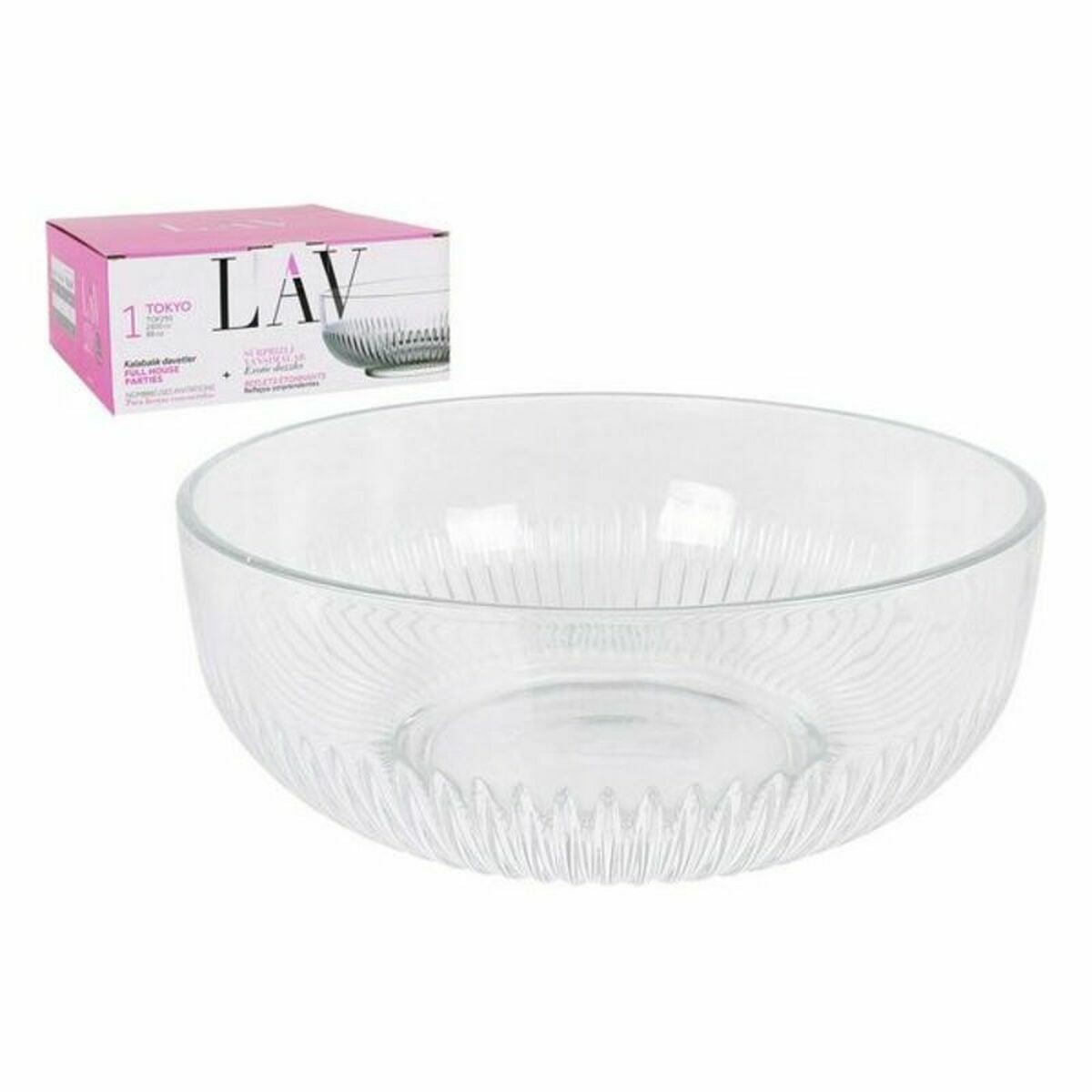 Saladeira LAV CP112-1 Transparente Cristal 23 x 23 x 10 cm (4 Unidades) (2600 cc) (ø 23 x 9,4 cm) - EcoNest