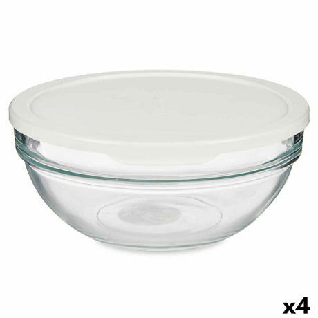 Lancheira Redonda com Tampa Chefs Branco 1,135 L 17,2 x 7,6 x 17,2 cm (4 Unidades) - EcoNest